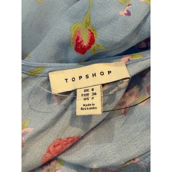 Topshop Blue Midi Dress with Tie Details in a Vintage Floral Print NWOT – Size 4 - Picture 8 of 9